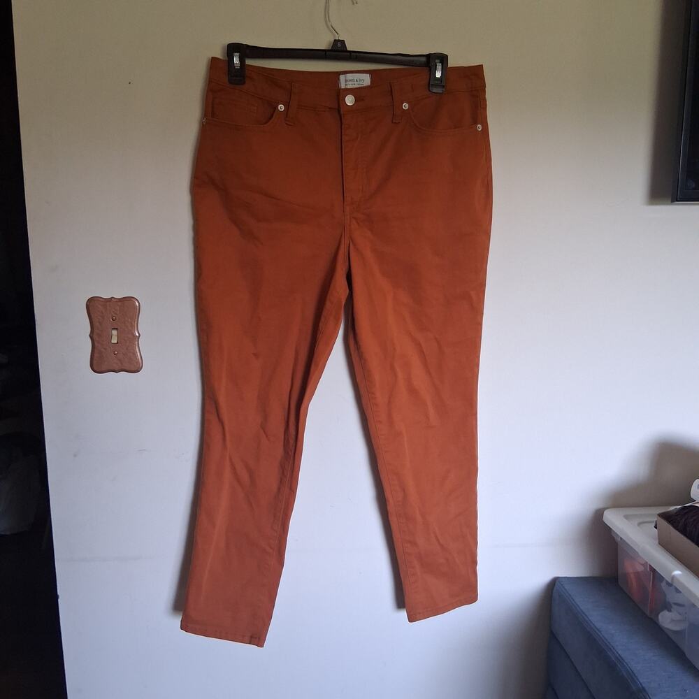 Crown & Ivy 14R Rust Orange High Rise Skinny Jeans Stretch Fall Denim